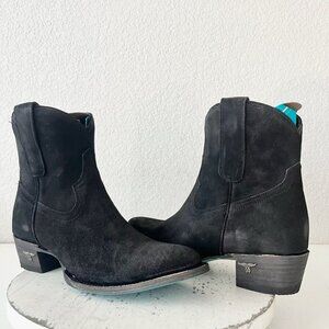 Lane PLAIN JANE Womens Cowboy Booties 9.5 Western Black Suede Cowgirl Boots